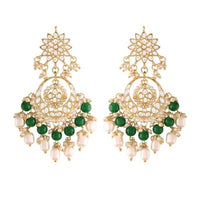Etnico Gold Plated Traditional Kundan & Pearl Chandbali Earrings for Women (E2916G)