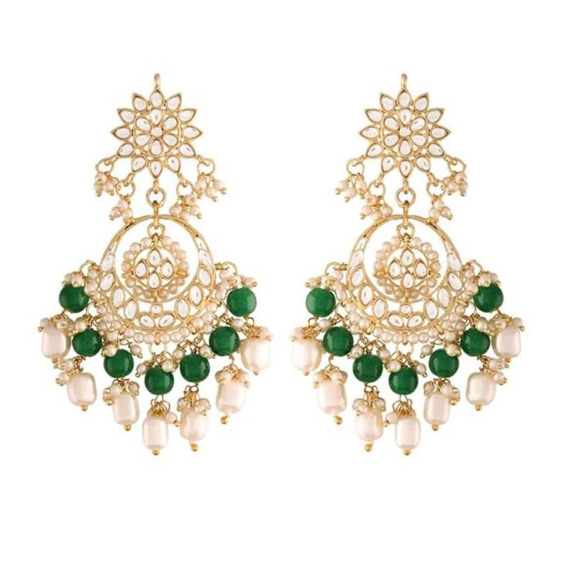 Etnico Gold Plated Traditional Kundan & Pearl Chandbali Earrings for Women (E2916G)