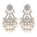 Etnico Silver Oxidised Traditional Kundan & Pearl Chandbali Earrings for Women (E2916OX)