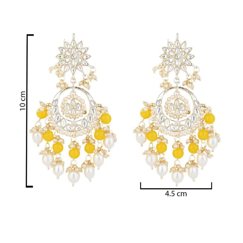 Etnico Gold Plated Traditional Kundan & Pearl Chandbali Earrings for Women (E2916Y)