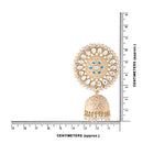 Etnico Gold Plated Traditional Meenakari Kundan & Pearl Jhumka Earring for Women (E2917CBL)