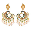 Etnico Gold Plated Meenakari Kundan Studded Peacock Design Dangle Earrings For Women (E2919Min)