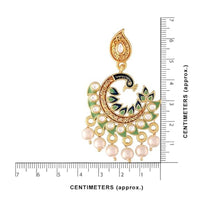 Etnico Gold Plated Meenakari Kundan Studded Peacock Design Dangle Earrings For Women (E2919Min)