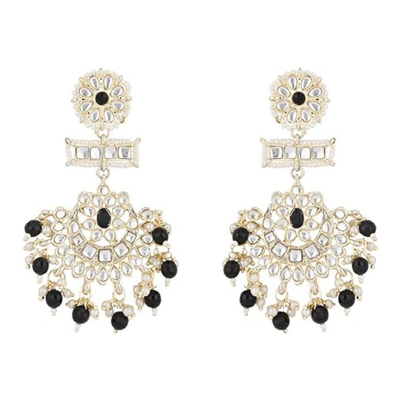 Etnico Gold Plated Traditional Kundan & Pearl Chandbali Earrings For Women (E2927B)