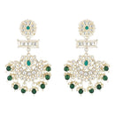 Etnico Gold Plated Traditional Kundan & Pearl Chandbali Earrings For Women (E2927G)
