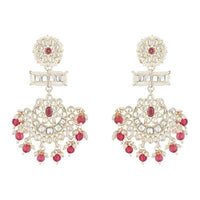Etnico Gold Plated Traditional Kundan & Pearl Chandbali Earrings For Women (E2927Q)