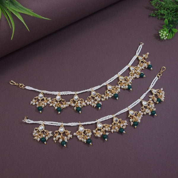 Etnico Gold Plated Long Pearl Drop Beads Earchain Accessories for Women (E2930G)