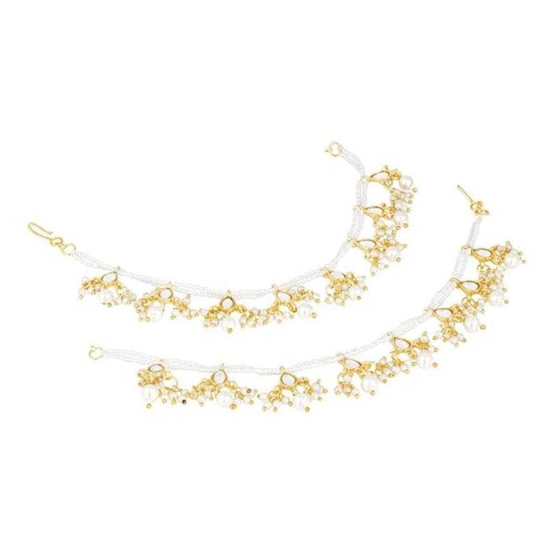 Etnico Gold Plated Long Pearl Drop Beads Earchain Accessories For Women (E2930W)