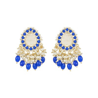 Etnico Gold Plated Traditional Kundan & Pearl Drop Dangle Earrings For Women (E2951Bl)