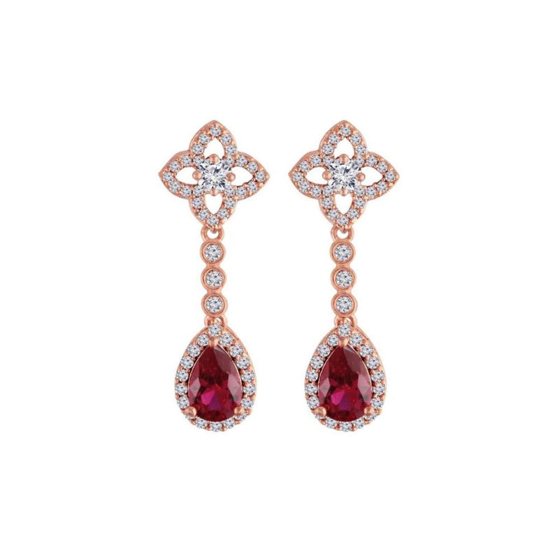 Etnico Rose Gold Plated Glittering Crystal AD Stone Dangle & Drop Earrings for Women (E2953Q)