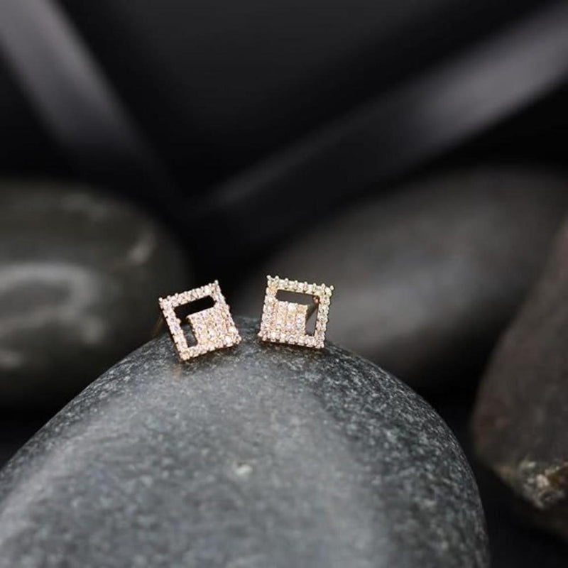 Etnico Rose Gold Plated Cubic Zirconia American Diamoand Combo of 2 Studs Earrings For Women/Girls (E2974-75)