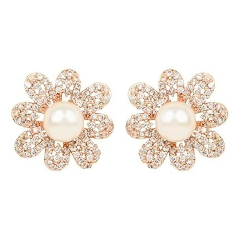 Etnico Rose Gold Plated Cubic Zirconia American Diamoand Combo of 2 Studs Earrings For Women/Girls (E2974-75)