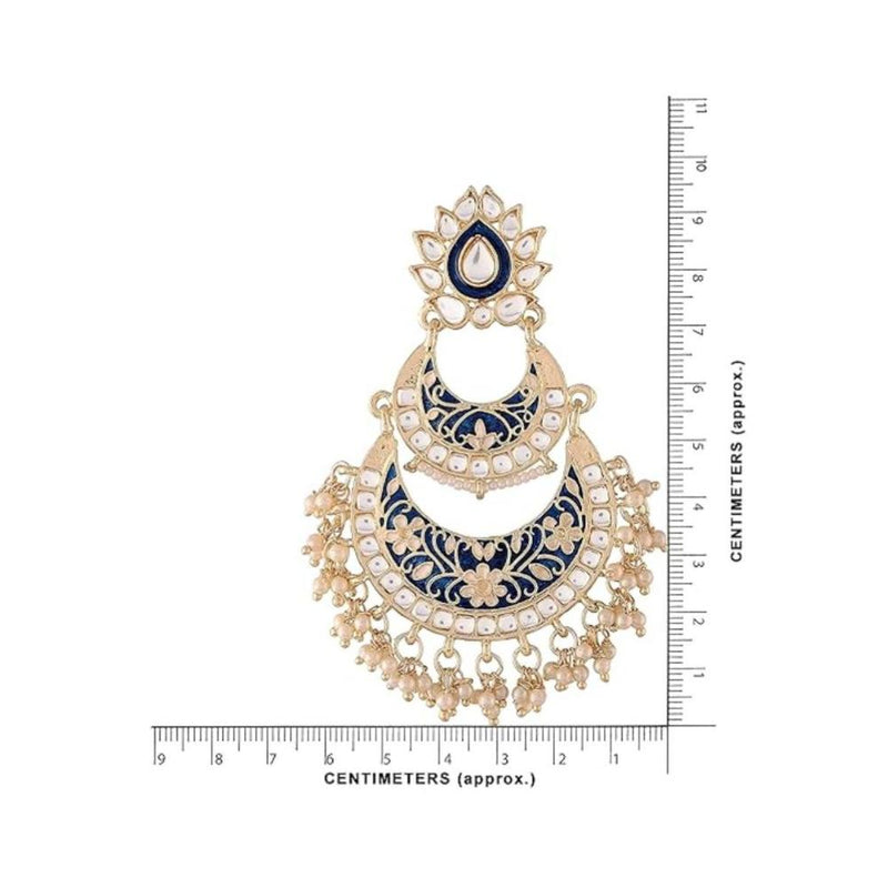 Etnico Gold Plated Traditional Meenakari Kundans & Pearls Earrings For Women (E3003Bl)