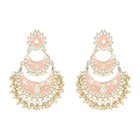 Etnico Gold Plated Traditional Meenakari Kundans & Pearls Earrings For Women (E300Pe)
