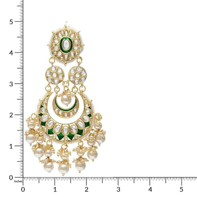 Etnico Gold Plated Traditional Meenakari Kundan & Pearl Chandbali Earrings for Women (E3004G)