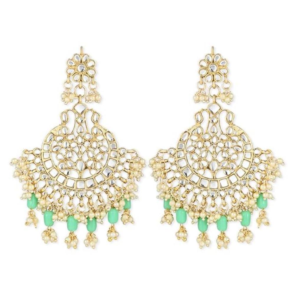 Etnico Gold Plated Traditional Handcrafted Pearl Kundan Beaded Earrings for Women/Girls (E3013Min)
