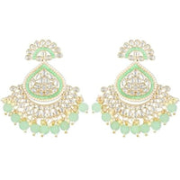 Etnico Gold Plated Traditional Handcrafted Kundan Earrings Adorned with Pearls for Women and Girls (E3015Min)