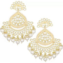 Etnico Gold Plated Traditional Handcrafted Kundan Earrings Adorned with Pearls for Women and Girls (E3015) (White)