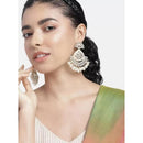 Etnico Gold Plated Traditional Handcrafted Kundan Earrings Adorned with Pearls for Women and Girls (E3015) (White)