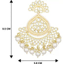 Etnico Gold Plated Traditional Handcrafted Kundan Earrings Adorned with Pearls for Women and Girls (E3015) (White)