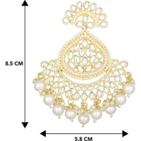 Etnico Gold Plated Traditional Handcrafted Kundan Earrings Adorned with Pearls for Women and Girls (E3015) (White)