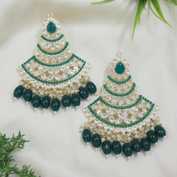 Etnico Gold Plated Traditional Meenakari Kundans & Pearls Chandbali Earrings For Women (E3032G)