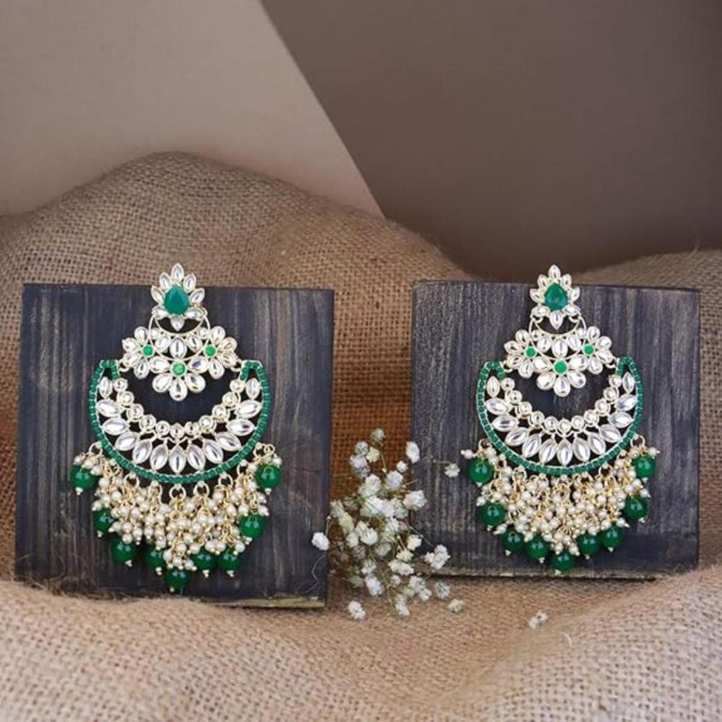 Etnico Gold Plated Traditional Pearl Kundan Beaded Chandbali Earrings for Women/Girls (E3056G)