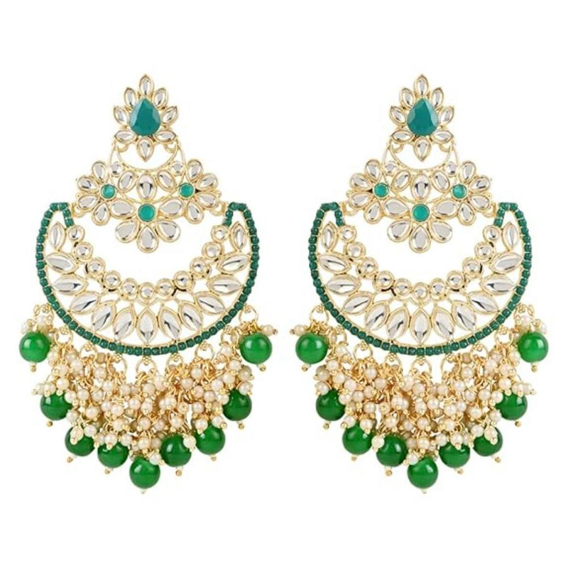 Etnico Gold Plated Traditional Pearl Kundan Beaded Chandbali Earrings for Women/Girls (E3056G)