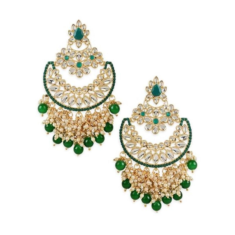 Etnico Gold Plated Traditional Pearl Kundan Beaded Chandbali Earrings for Women/Girls (E3056G)