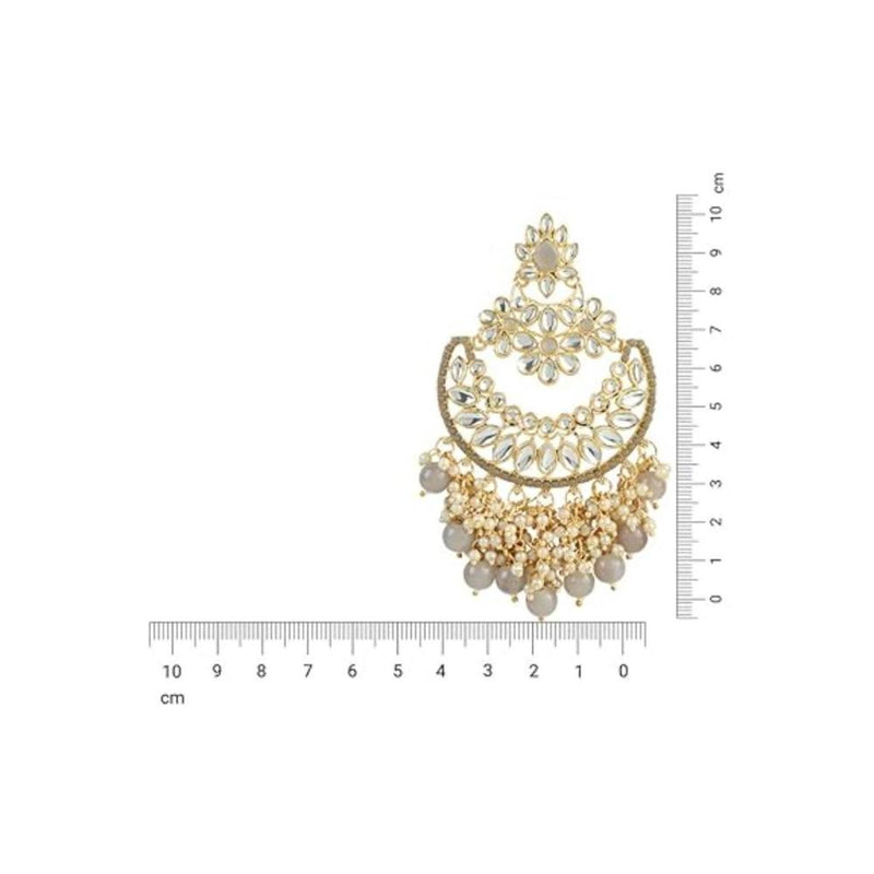 Etnico Gold Plated Traditional Pearl Kundan Beaded Chandbali Earrings for Women/Girls (E3056Gr)