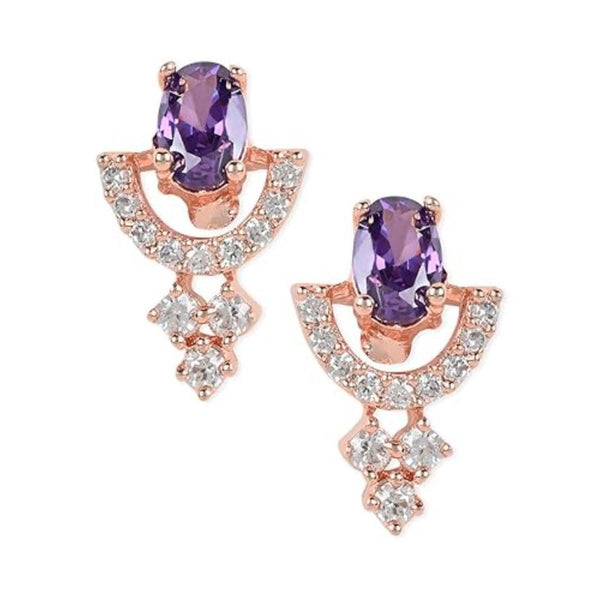 Etnico Stylish Latest Fashion Rose Gold Plated Glittering American Diamond Fashionable Stud Earrings for Women & Girls (E3068Pu-1)