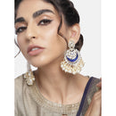Etnico Gold Plated Intricately Designed Traditional Meenakari Chandbali Earrings Glided With Kundans & Pearls (E306Bl) For womens