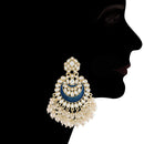 Etnico Gold Plated Intricately Designed Traditional Meenakari Chandbali Earrings Glided With Kundans & Pearls (E306Bl) For womens