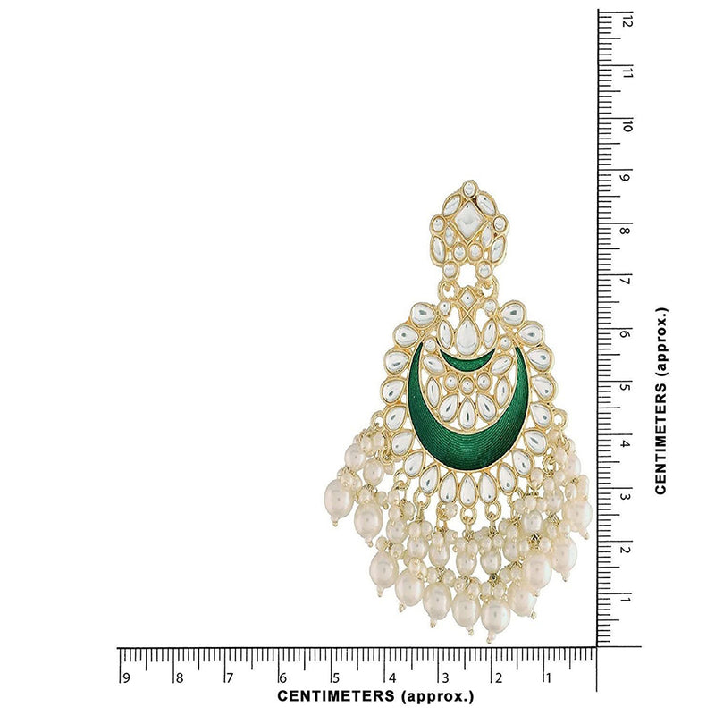 Etnico Gold Plated Intricately Designed Traditional Meenakari Chandbali Earrings Glided With Kundans & Pearls (E306G)