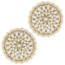 Etnico Gold Plated Traditional Kundan & Pearl Stud Earrings for Women (E3070W)