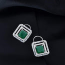 Etnico Silver Plated Traditional CZ American Diamond Stud Earrings for Women (E3071ZG)