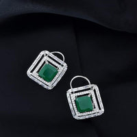 Etnico Silver Plated Traditional CZ American Diamond Stud Earrings for Women (E3071ZG)
