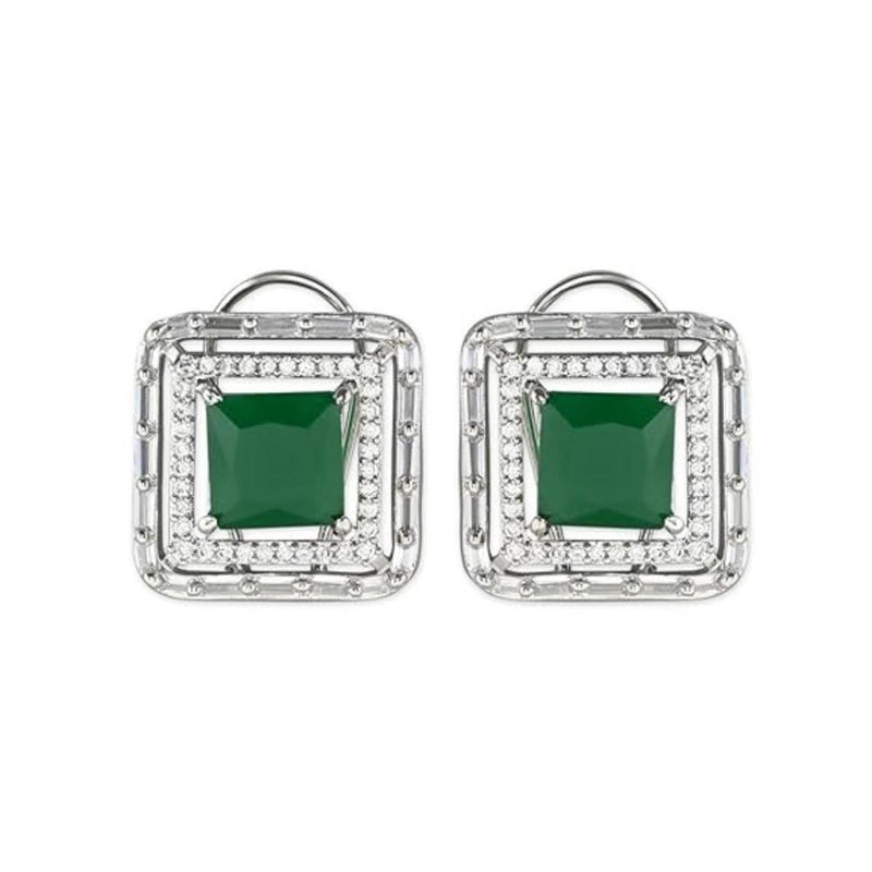 Etnico Silver Plated Traditional CZ American Diamond Stud Earrings for Women (E3071ZG)