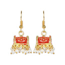 Etnico Gold Plated Traditional Meenakari Handcrafted Red Pearl Jhumki Earrings for Women/Girls(E3074R)