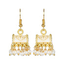 Etnico Gold Plated Traditional Meenakari Handcrafted White Pearl Jhumki Earrings for Women/Girls(E3074W)