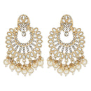 Etnico Gold Plated Intricately Designed Traditional Chandbali Earrings Glided With Kundans & Pearls (E3076W)