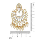 Etnico Gold Plated Intricately Designed Traditional Chandbali Earrings Glided With Kundans & Pearls (E3076W)