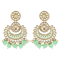 Etnico Gold Plated Traditional Kundan & Stone Studded Chandbali Earrings For Women(E3079Min)