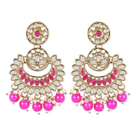 Etnico Gold Plated Traditional Kundan & Stone Studded Chandbali Earrings For Women(E3079Q)