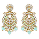 Etnico Gold Plated Traditional Kundan & Stone Studded Chandbali Earrings For Women(E3080Min)