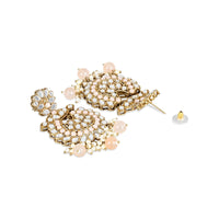 Etnico Gold Plated Traditional Kundan & Stone Studded Chandbali Earrings For Women(E3080Pe)