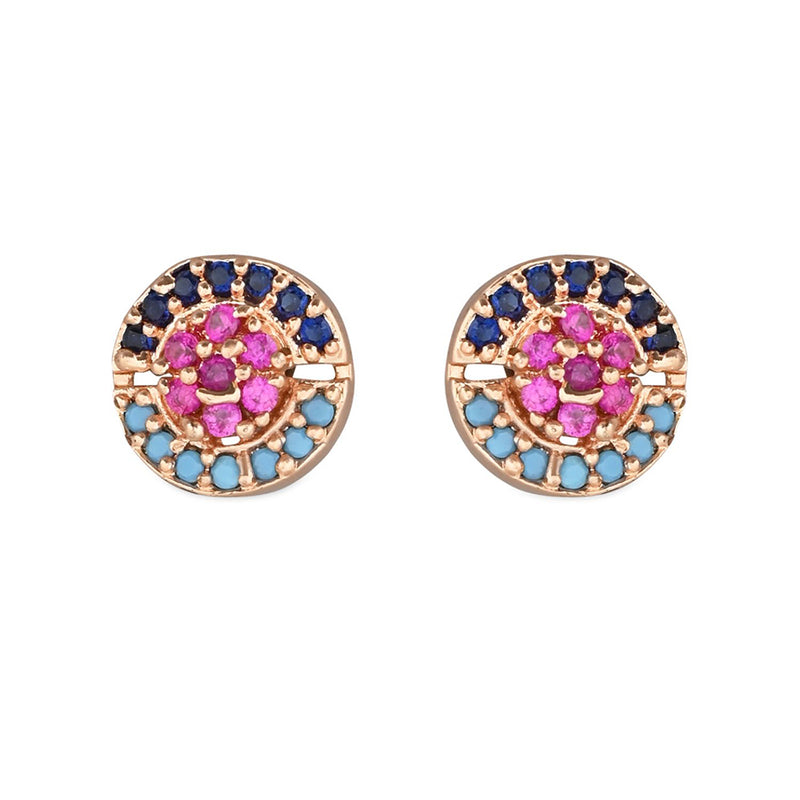 Etnico Valentine's Special Rose Gold Plated Glittering Crystal AD Stone Studs Earrings for Women & Girls (E3082)