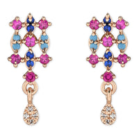 Etnico Valentine's Special Rose Gold Plated Glittering Crystal AD Stone Studs Earrings for Women & Girls (E3083)