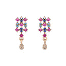 Etnico Valentine's Special Rose Gold Plated Glittering Crystal AD Stone Studs Earrings for Women & Girls (E3083)