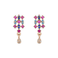 Etnico Valentine's Special Rose Gold Plated Glittering Crystal AD Stone Studs Earrings for Women & Girls (E3083)